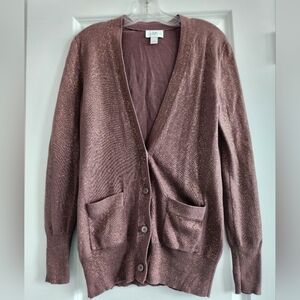 ❤️ 3 For 15 Ann Taylor Loft Rose Gold Long Cardigan Size Small